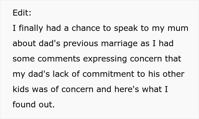 Text about speaking to mum on dad's previous marriage Text about speaking to mum on dad's previous marriage