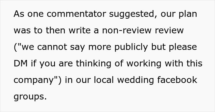 Plan to write a non review review in wedding Facebook groups
