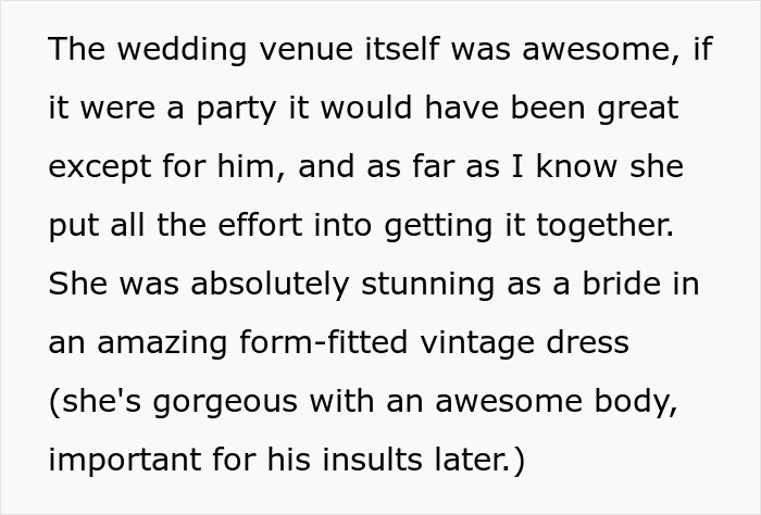 Text describing the stunning bride in her vintage dress at the wedding venue.