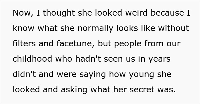Text about people commenting on how young a woman looks after botox and fillers Text about people commenting on how young a woman looks after botox and fillers