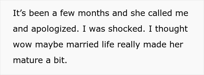 Text about bride's apology after wedding shock