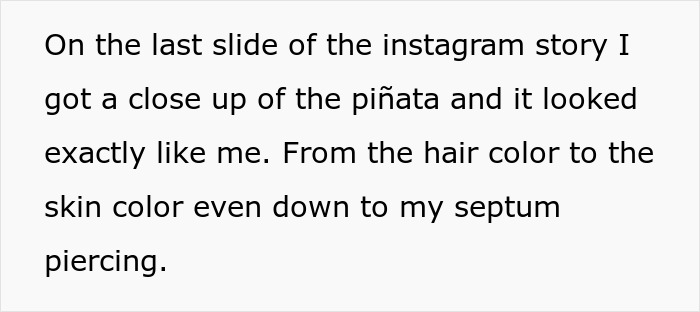 Text describing piñata resembling girlfriend in boyfriend piñata relationship friends story Text describing piñata resembling girlfriend in boyfriend piñata relationship friends story