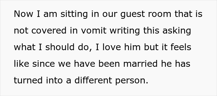 Text about feeling husband has changed since drunken rampage Text about feeling husband has changed since drunken rampage