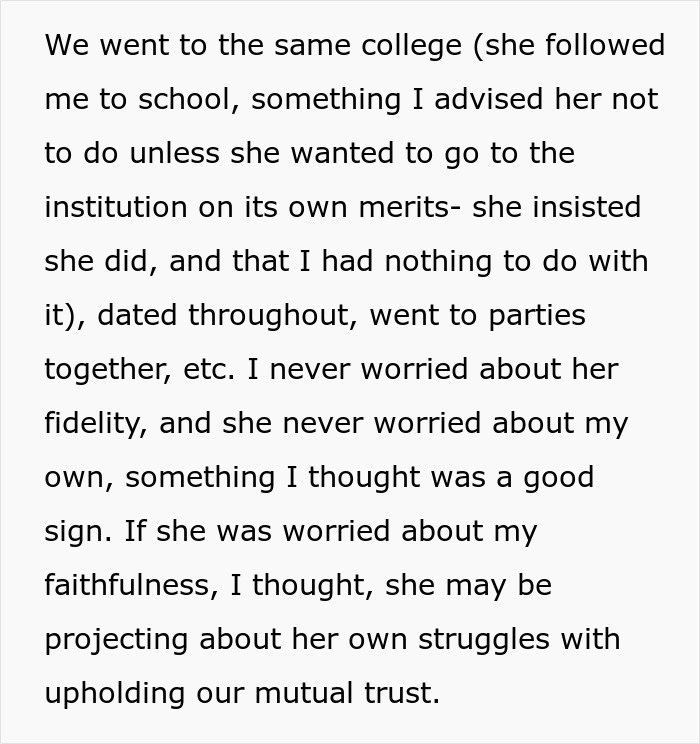 Text excerpt about college, fidelity, and mutual trust in relationship Text excerpt about college, fidelity, and mutual trust in relationship