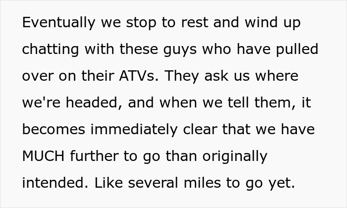 Woman Plans A Casual Hike With Friends, Ends Up Stranded On A Route Better Suited For Bikes And ATVs Woman Plans A Casual Hike With Friends, Ends Up Stranded On A Route Better Suited For Bikes And ATVs