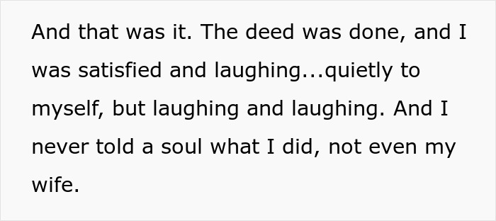 Man satisfied and laughing after beetles ruin neighbor's rose garden, a revenge for petty acts.