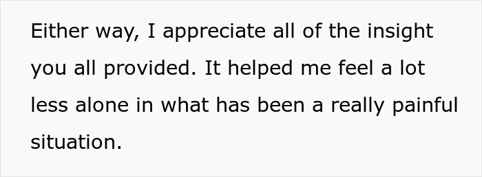 Text appreciating support received during painful MOH situation