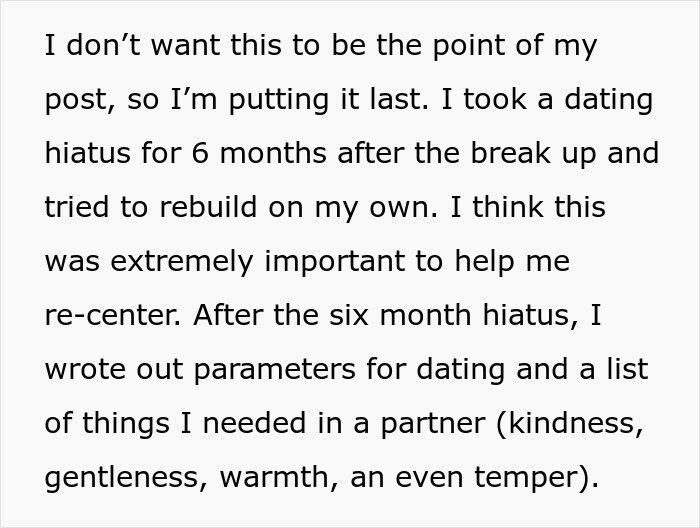 The start of rebuilding life after a toxic guy with ridiculous rules and jealousy made her single.
