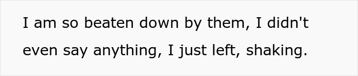 A screenshot showing text about being beaten down and leaving, relevant to a mom tricking her daughter into eating gluten free food.