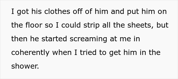Text about stripping husband's clothes and sheets while he screams during drunken episode Text about stripping husband's clothes and sheets while he screams during drunken episode