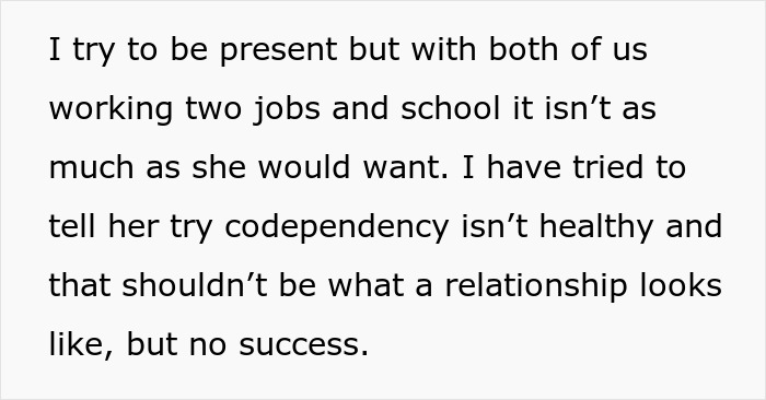 Text snippet: He tries to be present but busy with two jobs and school. He regrets open marriage. Text snippet: He tries to be present but busy with two jobs and school. He regrets open marriage.