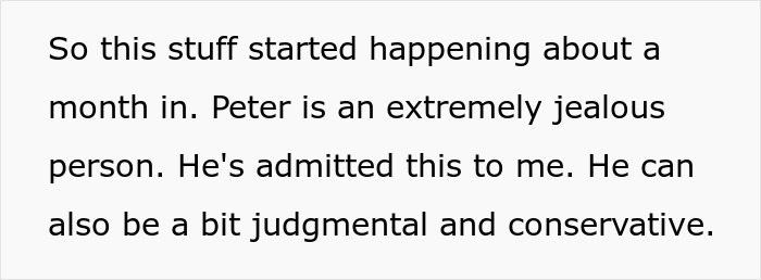 Screenshot of text detailing a partner's jealousy and judgmental nature, revealing the core issues of the toxic guy.