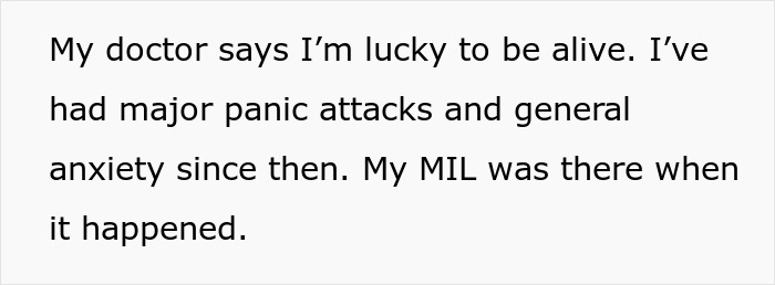 Text about panic attacks and MIL presence during allergic reaction