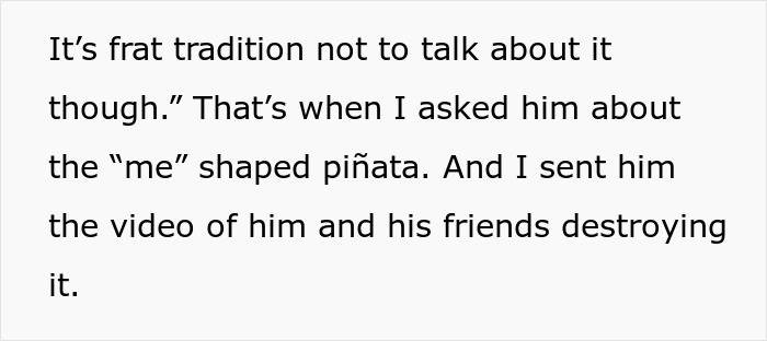 Screenshot of text about asking about a me-shaped piñata in relationship Screenshot of text about asking about a me-shaped piñata in relationship