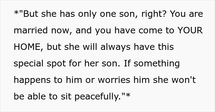 Text about a mother-in-law's special spot for her son in their relationship Text about a mother-in-law's special spot for her son in their relationship