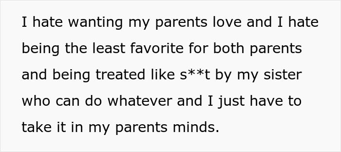 20YO Receives Special Treatment From Parents For Being Preemie, Bullies 18YO Causing Her To Leave 20YO Receives Special Treatment From Parents For Being Preemie, Bullies 18YO Causing Her To Leave