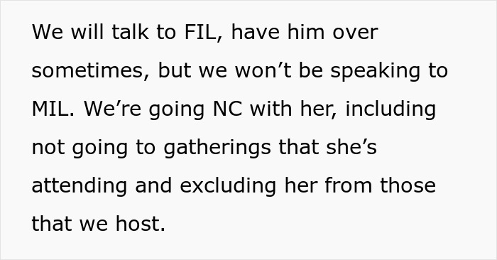 Couple decides to go no contact with MIL, excluding her from family gatherings