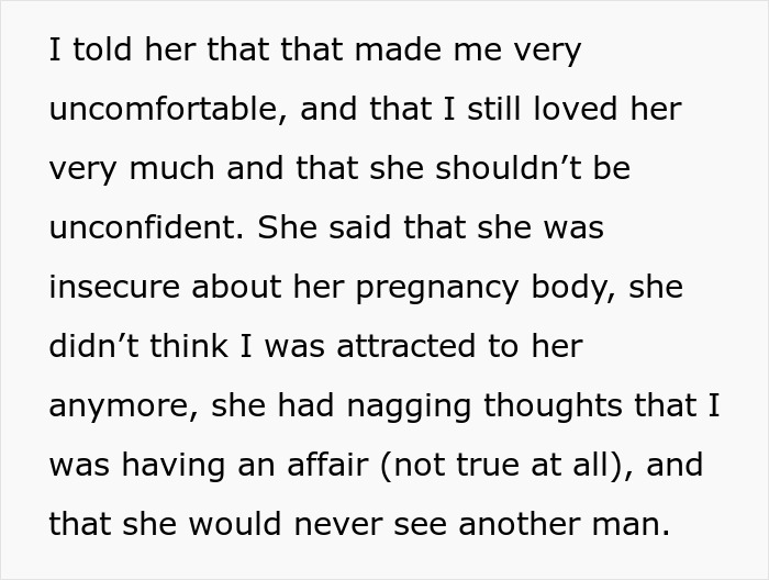 Wife insecure about pregnancy body, worries husband has affair Wife insecure about pregnancy body, worries husband has affair
