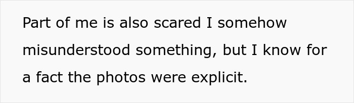 Screenshot of text expressing fear of misunderstanding explicit photos