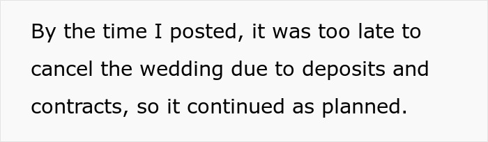 Wedding cancellation impossible due to deposits and contracts Wedding cancellation impossible due to deposits and contracts