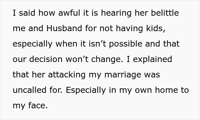 Wife explains how MIL belittled couple over not having kids