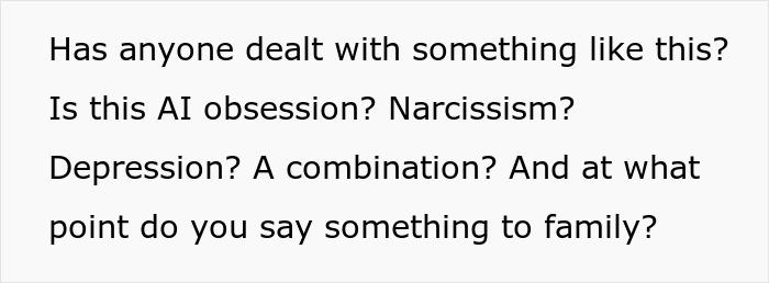 Text asking about AI obsession and family concerns Text asking about AI obsession and family concerns