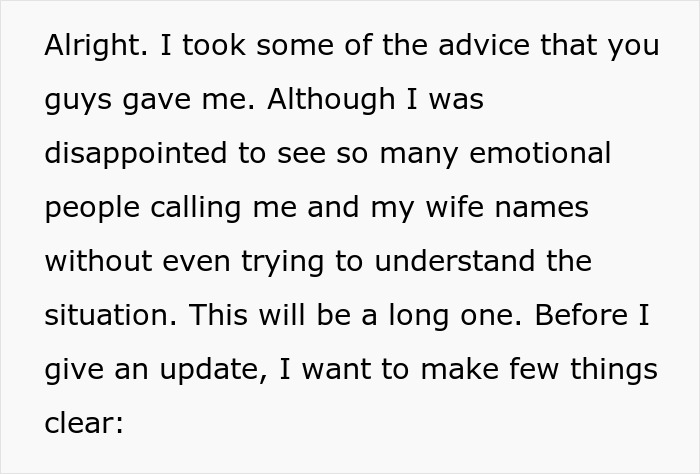 An update regarding a husband's accident, his marriage, and ex-wife's refusal to leave his side.