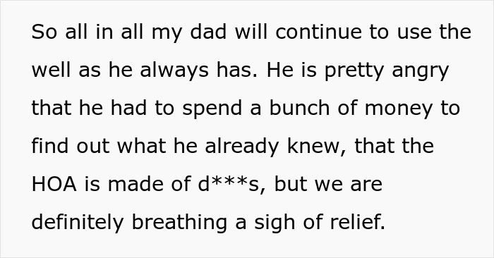 Text about man deciding to keep using water well Text about man deciding to keep using water well