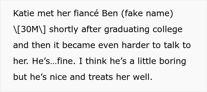 Text introducing the best friend's fiance and how their relationship further strained the existing friendship, leading to bridesmaid concerns.