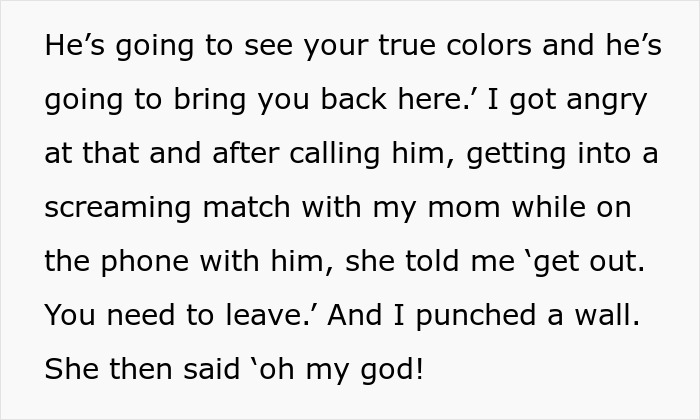 Text snippet: woman is told to leave home after refusing to follow one rule, leading to an argument.