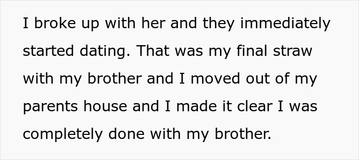 Text explaining breakup and final estrangement from brother and parents Text explaining breakup and final estrangement from brother and parents
