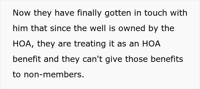 Explanation of HOA treating well ownership as HOA benefit denying water access to non-members Explanation of HOA treating well ownership as HOA benefit denying water access to non-members