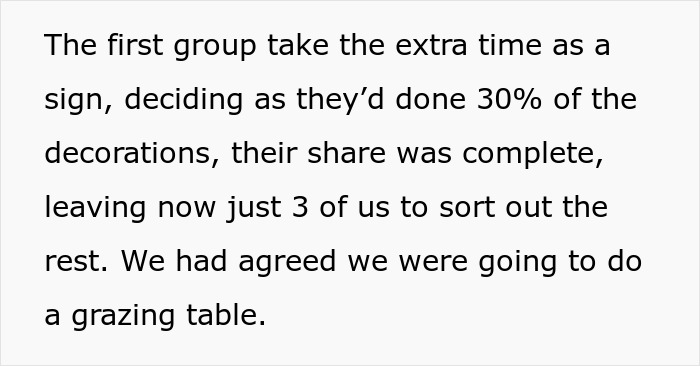 A perfect bachelorette with family drama: text describing the group's incomplete decoration efforts for the grazing table. A perfect bachelorette with family drama: text describing the group's incomplete decoration efforts for the grazing table.