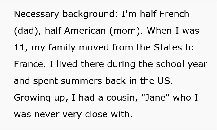 Text about half French and half American family background Text about half French and half American family background