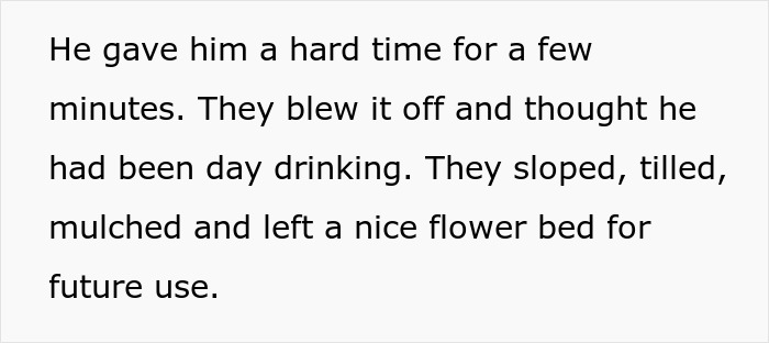 Text about workers mulching and preparing a flower bed after confrontation Text about workers mulching and preparing a flower bed after confrontation