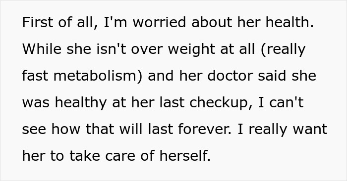 A boyfriend's concern for his picky eater girlfriend's health in their relationship, despite her current health. A boyfriend's concern for his picky eater girlfriend's health in their relationship, despite her current health.