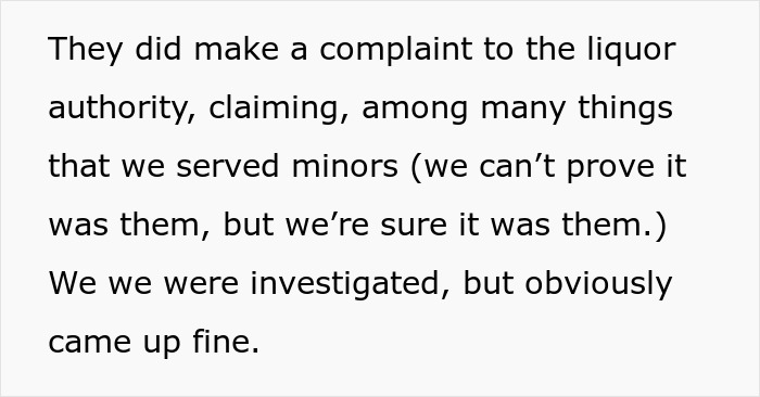 Complaint made to liquor authority about pub, claiming minors were served, after calling cops on pregnant woman.