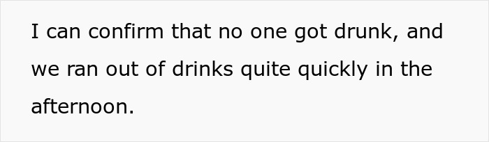 No one got drunk, drinks ran out quickly at wedding No one got drunk, drinks ran out quickly at wedding