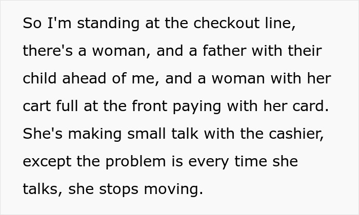 Screenshot of text describing a slow-paying Walmart shopper holding up a checkout line. Walmart shoppers. Screenshot of text describing a slow-paying Walmart shopper holding up a checkout line. Walmart shoppers.