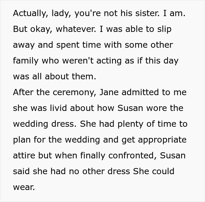 Conflict over wedding dress at stepbrother's wedding and family tensions Conflict over wedding dress at stepbrother's wedding and family tensions