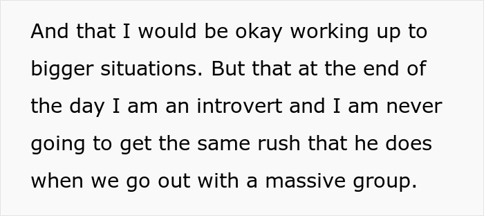 Introverted GF explains being an introvert, unable to get the same rush from large groups or bar crawl. Introverted GF explains being an introvert, unable to get the same rush from large groups or bar crawl.