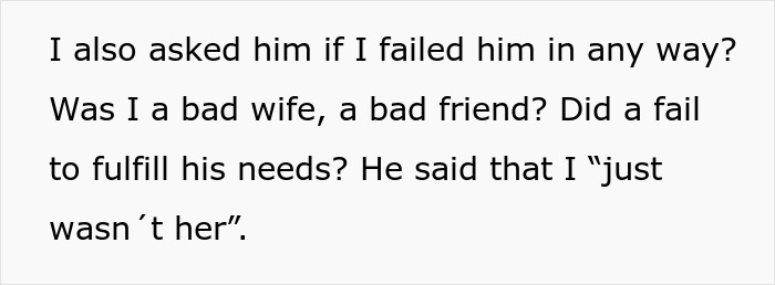 A pregnant woman asks husband for divorce after his grieving behavior, text reads she just wasn't her. A pregnant woman asks husband for divorce after his grieving behavior, text reads she just wasn't her.