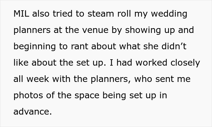 Mother-in-law turns rehearsal dinner into spectacle, bride's wedding planners set up the venue. Mother-in-law turns rehearsal dinner into spectacle, bride's wedding planners set up the venue.