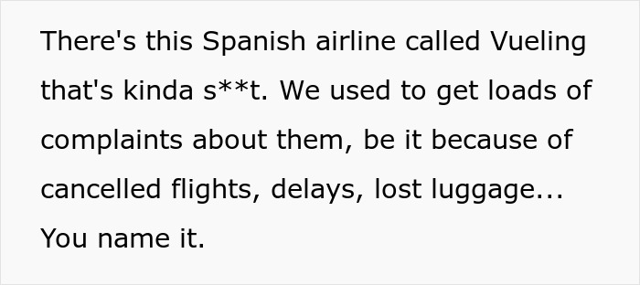 Text excerpt complaining about Vueling airline's canceled flights and delays Text excerpt complaining about Vueling airline's canceled flights and delays