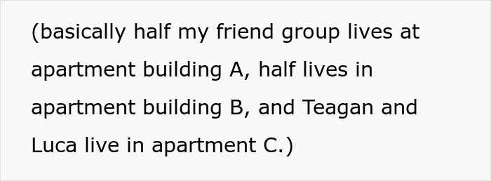 Friend group lives in three apartment buildings sharing proximity Friend group lives in three apartment buildings sharing proximity