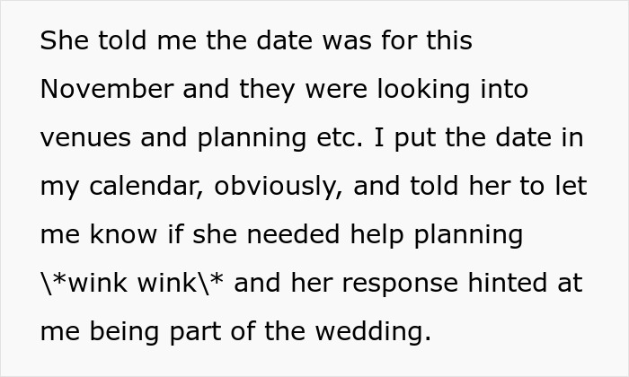 Bestie plans for the wedding date, hopeful about being a bridesmaid, despite friendship challenges.