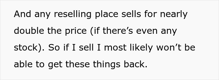 Text discussing resale prices and availability of designer bags