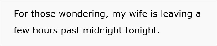 Text explaining wife is leaving past midnight, creating a scene for a creepy friend.