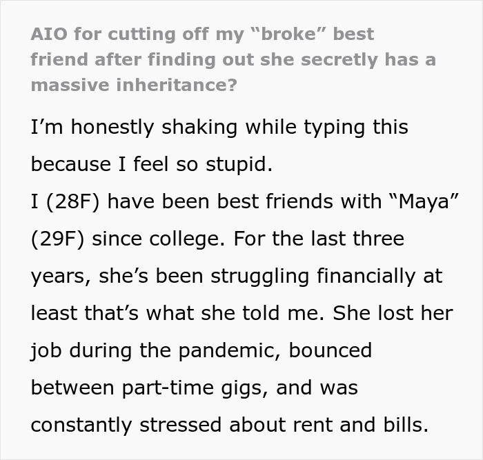 Woman Spends Years Financially Supporting Her "Broke" Best Friend, Learns A Shocking Secret Woman Spends Years Financially Supporting Her "Broke" Best Friend, Learns A Shocking Secret