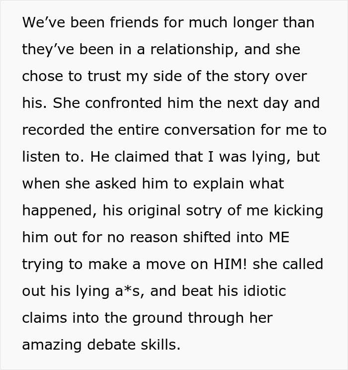 Bestie confronts and records guy's false claims to defend friend in relationship dispute Bestie confronts and records guy's false claims to defend friend in relationship dispute